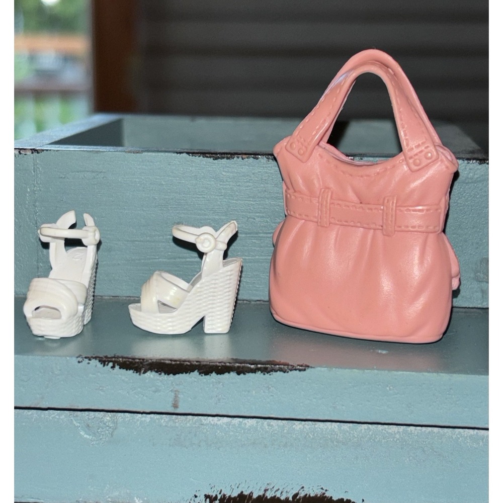 Mattel Barbie Doll High Heeled Open Toe Shoes and Handbag Lot